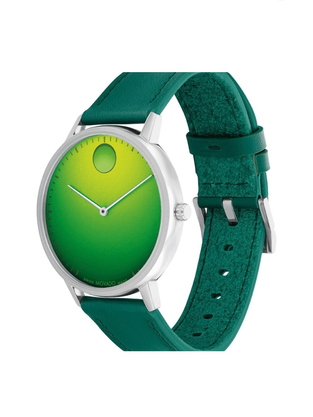 Movado Face Watch With 41mm Green Face With Hue & Green Leather Band